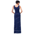 Kate Kasin Mujeres sin mangas de alta estiramiento plisado sexy verano azul lado Split Maxi vestido KK000225-2